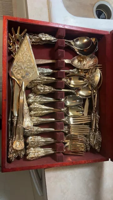 gold plate silverware set vintage