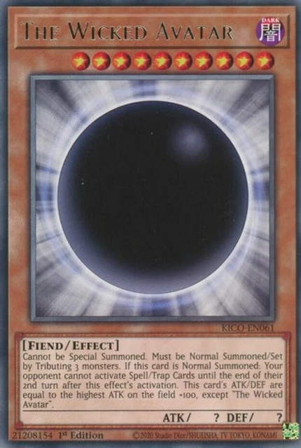 Yugioh! The Wicked Avatar - KICO-EN061 - Rare - 1st Edition Near Mint, English