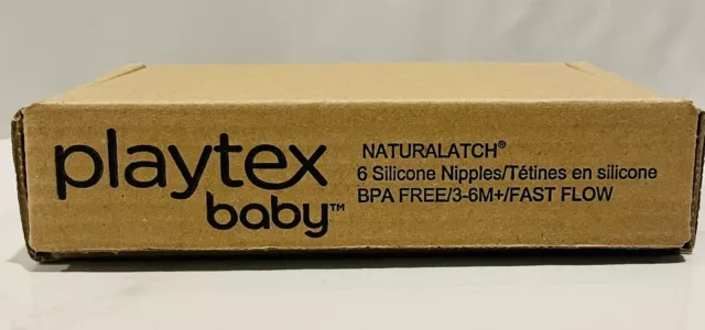 Playtex Baby NaturaLatch Silicone Nipples Fast Flow 3-6 months 6 Count BPA Free