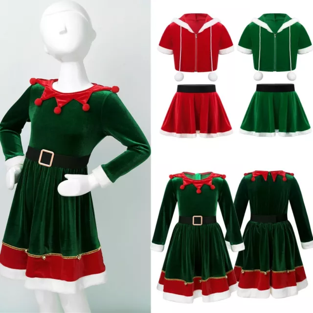 Kids Girls Christmas Dance Dress Costumes Soft Party Skirts Outfits Costume Set