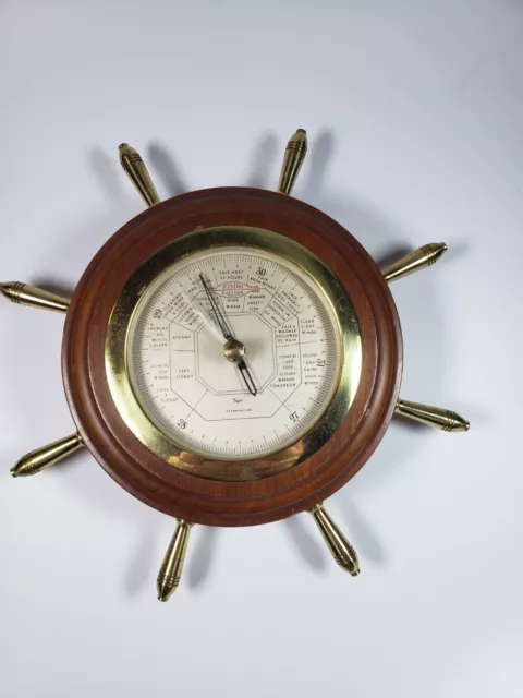 Vintage Taylor Instruments STORMOGUIDE Barometer Wall Mount Nautical Ship Wheel