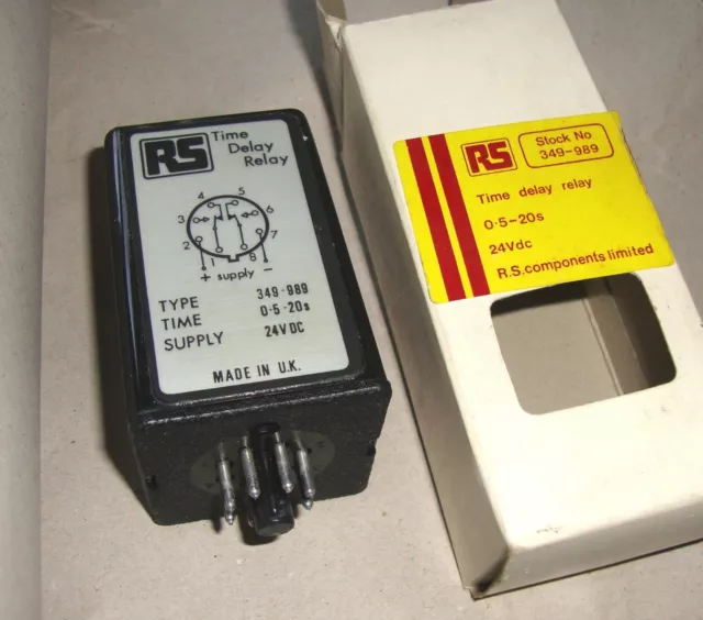 RS 349-989 Time Delay Relay 0.5 - 20 seconds. Octal Valve base. 24Vdc supply 2