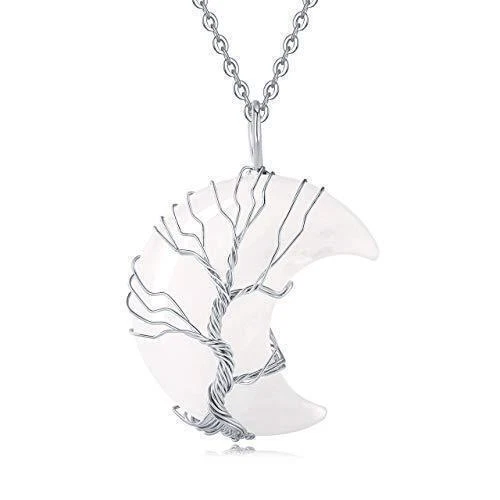 Tree of Life Pendant Necklace 7 Chakra Natural Gemstone Crystal Stones Healing