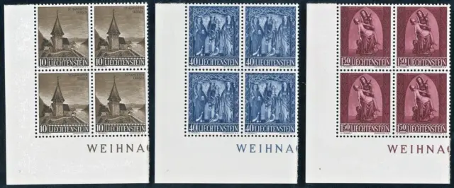 Liechtenstein FL 1957 - Mi 362-364 ** / MNH / Pfr. VB 4er-Block (3) WEIHNACHTEN