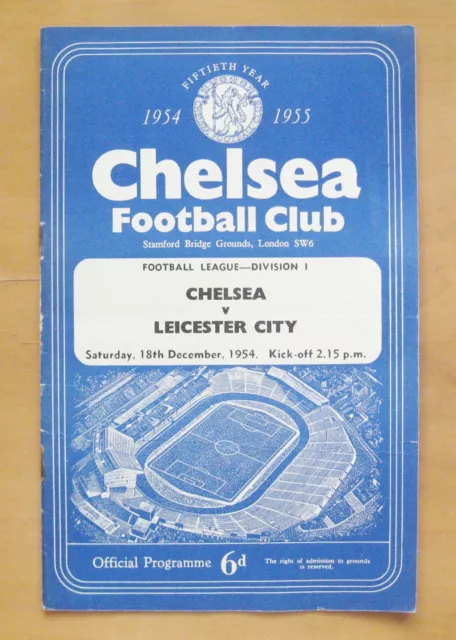 CHELSEA v LEICESTER CITY 1954/1955 *VG Condition Football Programme*