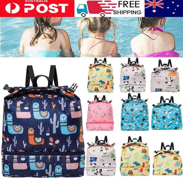 Kids Boy Girl Dry Wet Separated Swim Bag Sports Backpack With Compartment Zipper