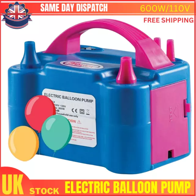 UK Portable 600W Electric Balloon Pump Inflator Air High Power Blower Party Plug