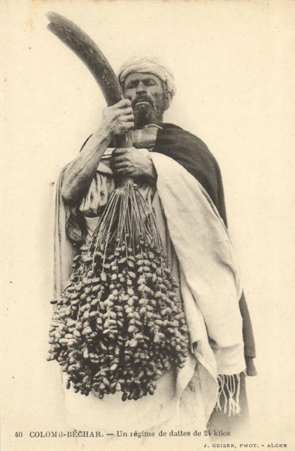 PC CPA ALGERIA, COLOMB-BÉCHAR, UN DIET DATES, J. GEISER, (b8462)