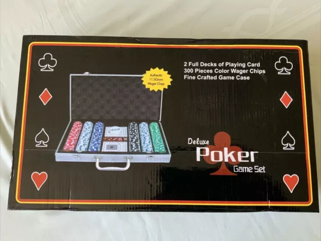 Pokerkoffer Deluxe Poker Set Pokerset 300 Pokerchips Alu Koffer silber
