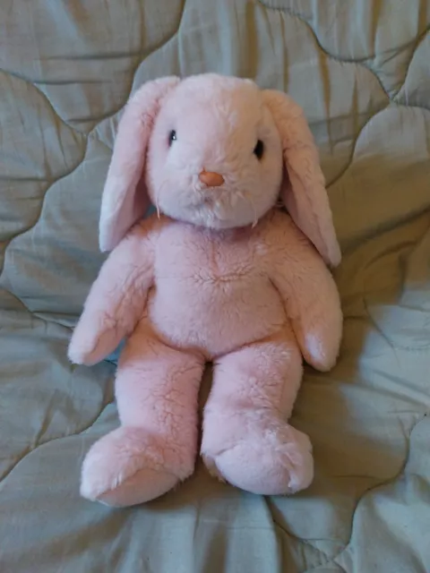 Ty Beanie Buddies 2001 Floppy Pink Rabbit 14" 36cm Soft Toy Plush Ribbon Rare I7