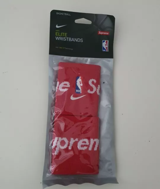 New and unopened SS19 Supreme x Nike x NBA Basketball Elite wristbands red