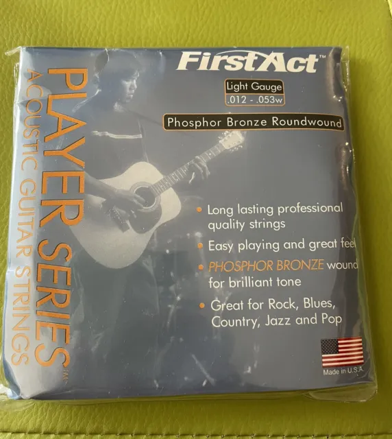 First Act Light Gauge Guitar Strings Made USA Players Series Acoustic New