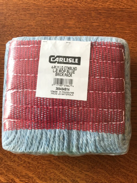 Carlisle 4-Ply Lg Cotton Blend L-E Mop Blue Brick Pack - 369454B14 - free postag