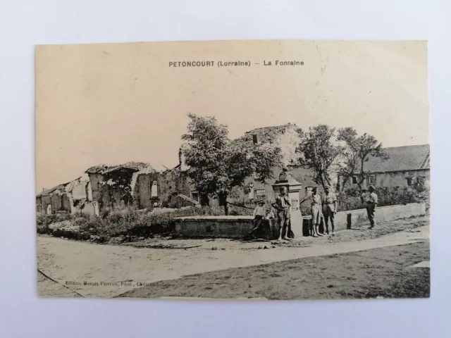 RARE Lorraine 57 antique postcard - PETTONCOURT Moselle La FONTAINE Anime