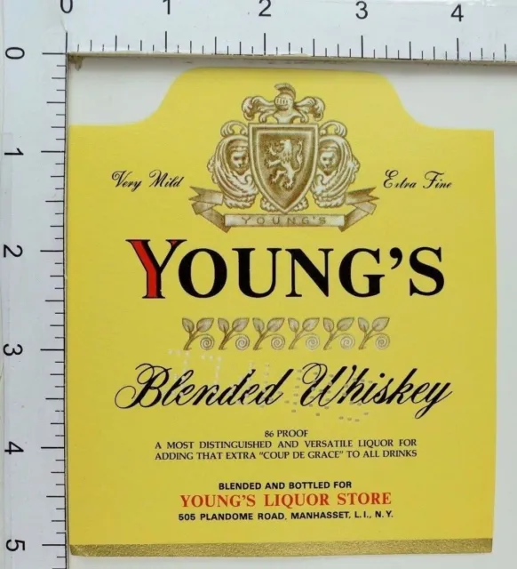 1950's-60's Vintage Young's Blended Whiskey Sample Label Bottle