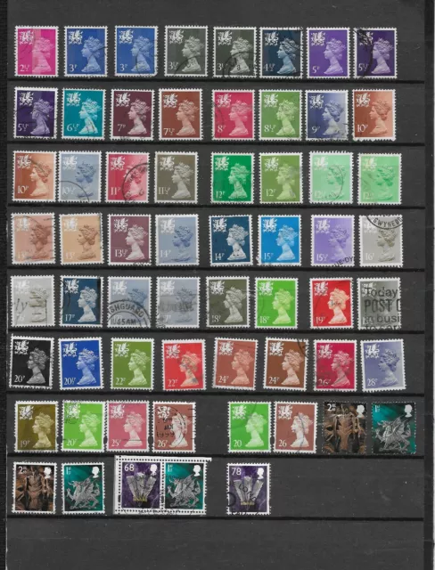 1971 Qeii Regionals Wales Excellent Selection Of 61 Vfu Different Stamps