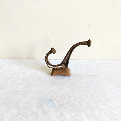 1920s Vintage Iron Wall Hooks Hanger Wooden Rich Patina Decorative Collectible