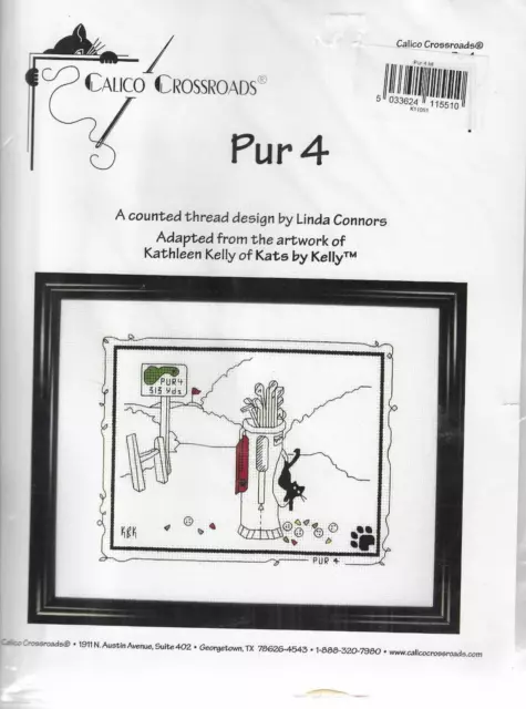 Calico Crossroads Counted Cross Stitch Kit Pur 4 Golfing Cats Preowned Unused