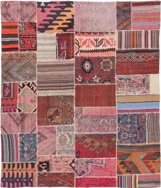Fine Kelim Patchwork Antique Look Persian Carpet Oriental Rug 2,05 X 1,73