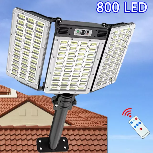 Applique Murale Solaire À 800 LED Avec Détecteur De Mouvement, Imperméable, Écla