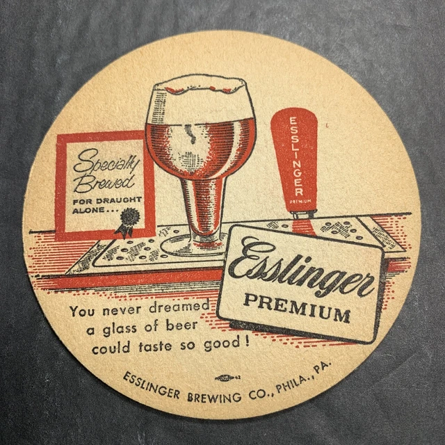 Esslinger Beer Coaster Philadelphia, Pennsylvania Vintage Tap Knob Logo