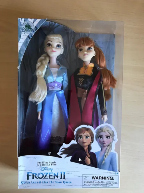 Disney Store Queen Anna and Elsa Doll Set The Snow Queen Frozen 2 Fr UK New Box.