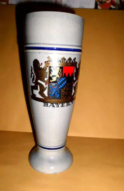 Weißbierglas Steingut mit Bayern Wappen Weißbierglas / 0,5 Liter Halbe Krug