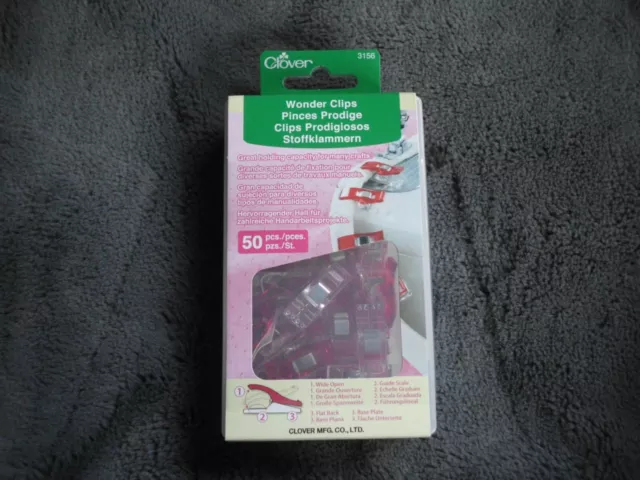 Clover Wonder Clips (3156) Brand New Boxed 50 Pcs Red Colourway Sewing Quilting