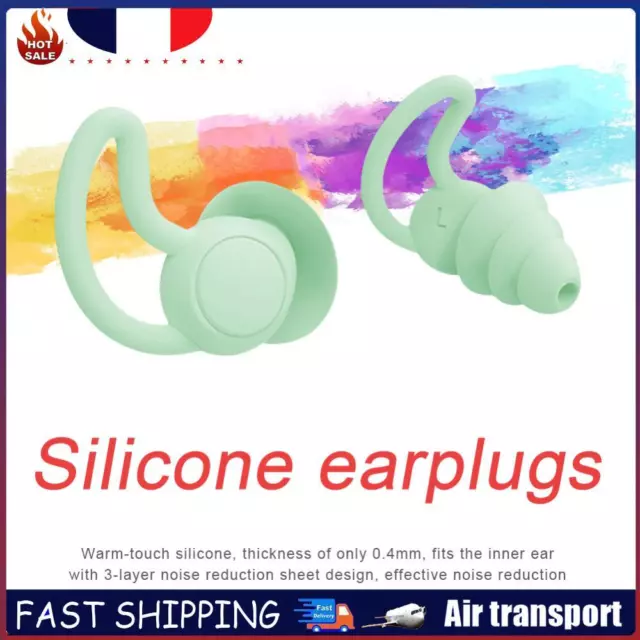 Silicone Ear Plugs Sound Insulation Anti Noise Sleeping Earplugs (Green) FR