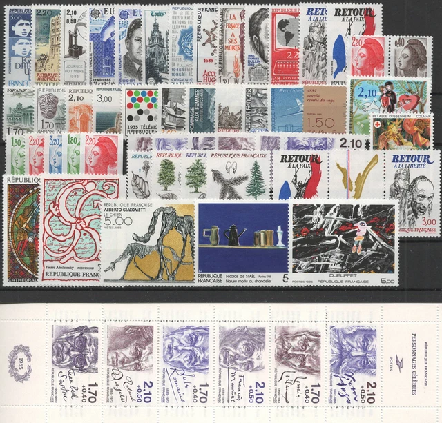 TIMBRE FRANCE ANNEE 1980 COMPLETE 45 T neufs ** cote 49e val fac 13e