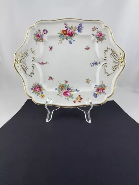 Spode Copeland Dresden Rose Square Handled Cake Plate