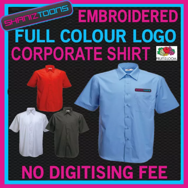 X10 Company Short Sleeved Pocket Shirt Embroidered Full Colour  Digitised Logo