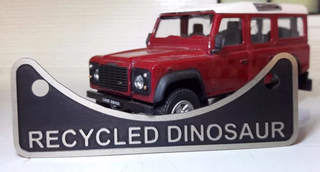 Land Rover Defender Etched Diesel Recycled Dinosaur Fuel Filler Warning Badge