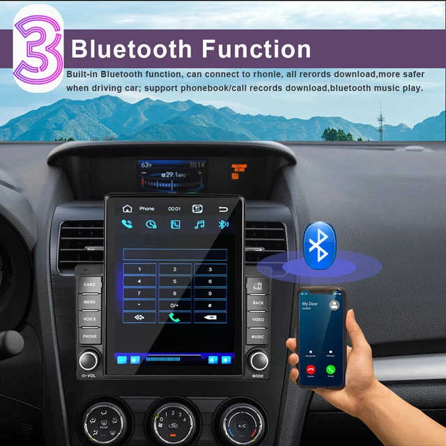 9.5" Car 2Din Stereo Radio Vertical Screen Phone Carplay GPS Wifi 12 LED Camera
