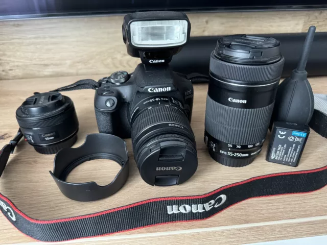 Canon EOS 2000D MEGA KIT 3 Objektive Spiegelreflexkamera (Kit mit EF-S 18-55mm )