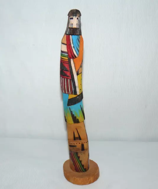 Hopi 10" Kachina Hand Carved Hand Painted Signed Long Hair B.Tris Lightweight