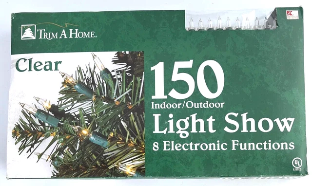 Kmart Trim A Home Christmas 150 Clear Light Show 3 Ch 8 Electronic Functions NIB