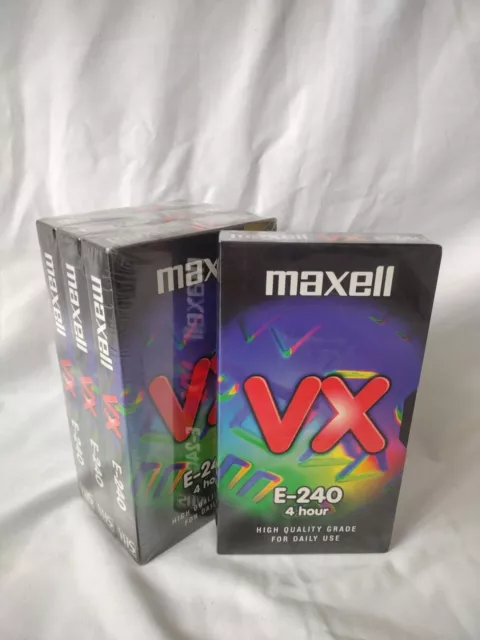 4 x Maxell VX E-240 4 Hour Blank Video VHS Tape NEW & SEALED