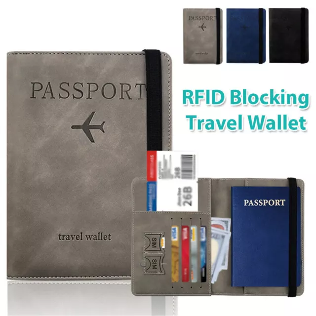 Slim Leather Travel Passport Wallet Holder RFID Blocking ID Card Case Cover UK