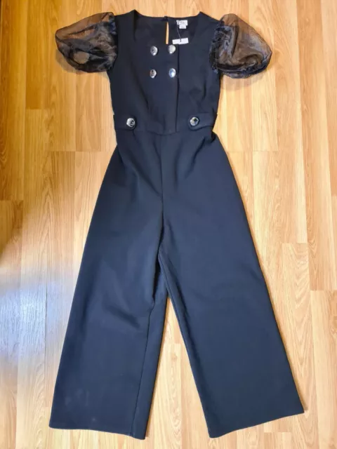 River Island Girls 7-8 Years BNWT Black Puff Sleeve Jumpsuit