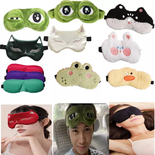 Viaje 3D Seda Máscara para Ojos Dormir Suave Acolchado Sombra Cubierta Descanso Q