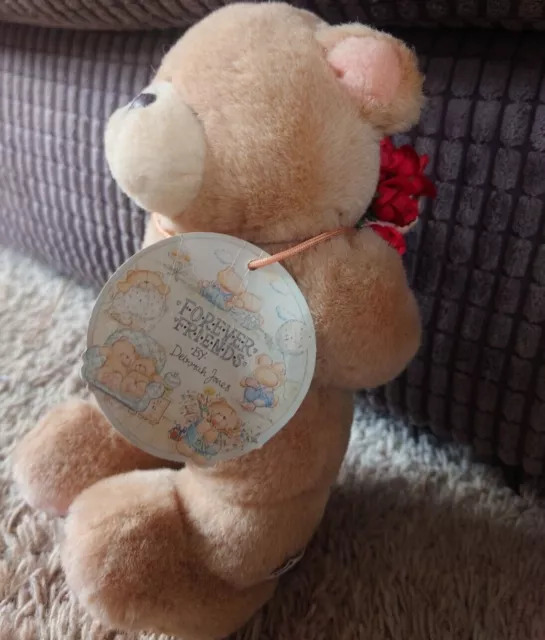 Forever Friends Vintage 10inch Plush Bear Original Tag Roses Behind Back 1980s