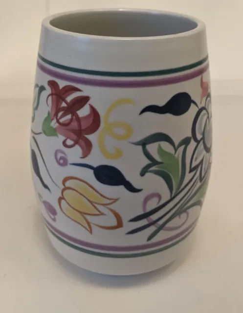 Signed Poole pottery Small Vase vintage England Delphis floral white decor home