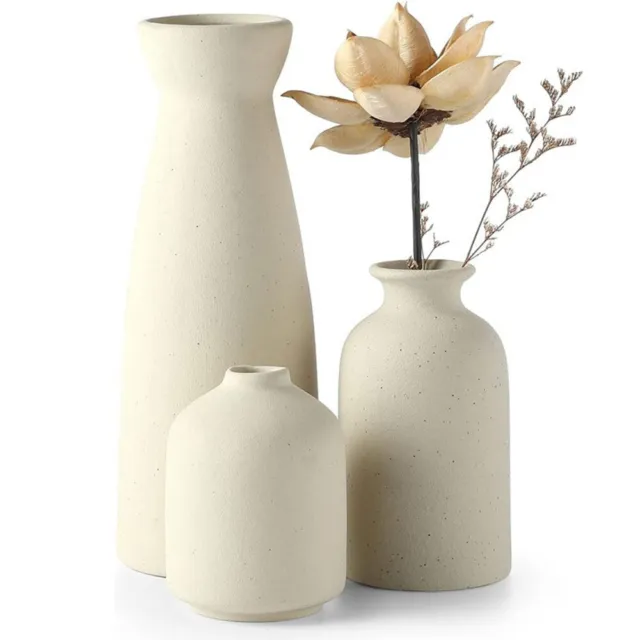 Vasen Keramik 3er Set 21+12.7+10cm Höhe Blumenvasen für Pampasgras Modern Home