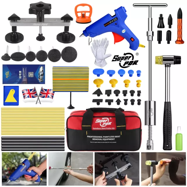 PDR Tools Car Paintless Kit Dent Puller Lifter Repair Removal Hail Tabs Glue Gun