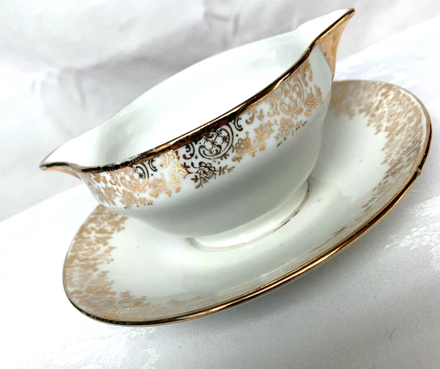 Saucière ancienne PORCELAINE de LIMOGES BERRY- DECOR UNION - Dorure, personnages