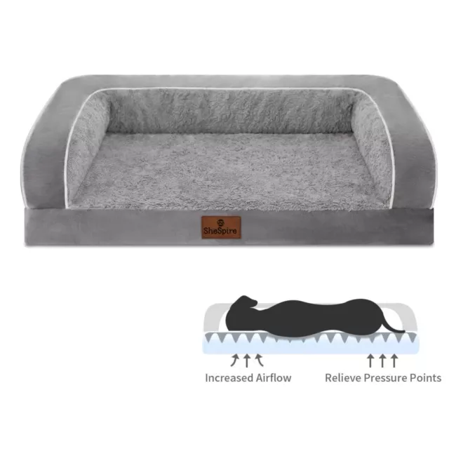 Orthopedic Memory Foam Dog Bed Comfy Bolster Pet Bed Waterproof Removable Cover