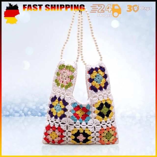 Borsa Tote Uncinetto da donna, borsa da spiaggia all'uncinetto, borsa a tracolla all'uncinetto, borsa a tracolla per Hobo estate in maglia, borsa a mano all' uncinetto, borsa a maglia Y2K estetica