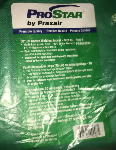 Prostar By Praxair Green Welding Jacket Adult Size Xl Brand New 2