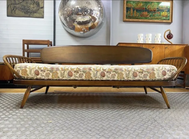 UK DELIVERY — 1960S ERCOL STUDIO COUCH SOFA DAY BED chair Table Blue Label Arm,,